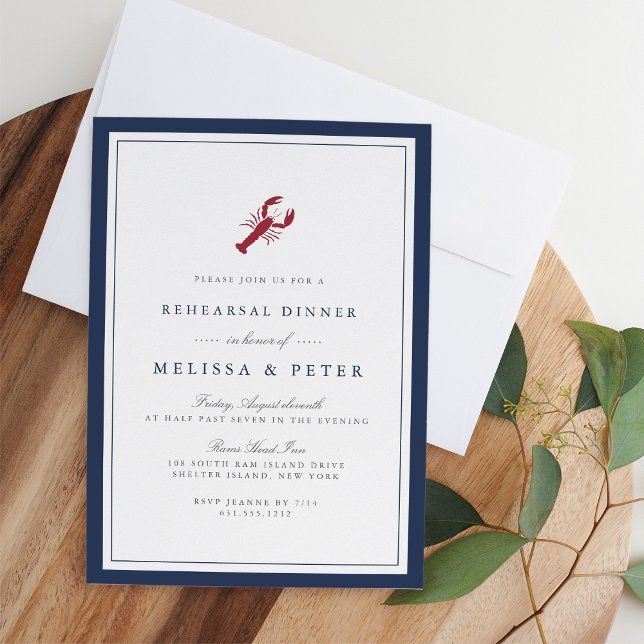 Invitación a la cena de ensayo de langosta náutico (Subido por el creador)