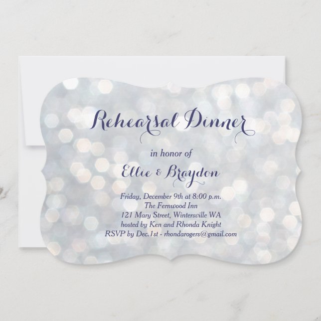 Invitación a la cena de ensayo de luces espumosas (Anverso)