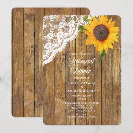 Invitación a la cena de ensayo de madera de encaje
