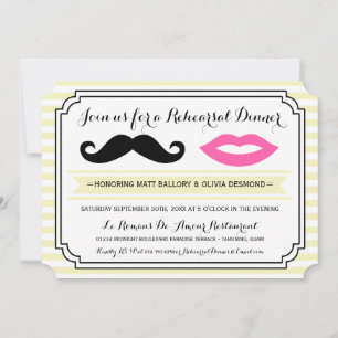 Invitación a la cena de ensayo de Mustache & Lips