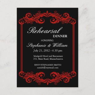 Invitación a la cena de ensayo de negras y rojas