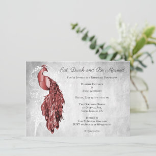 Invitación a la cena de ensayo de pavo real rojo