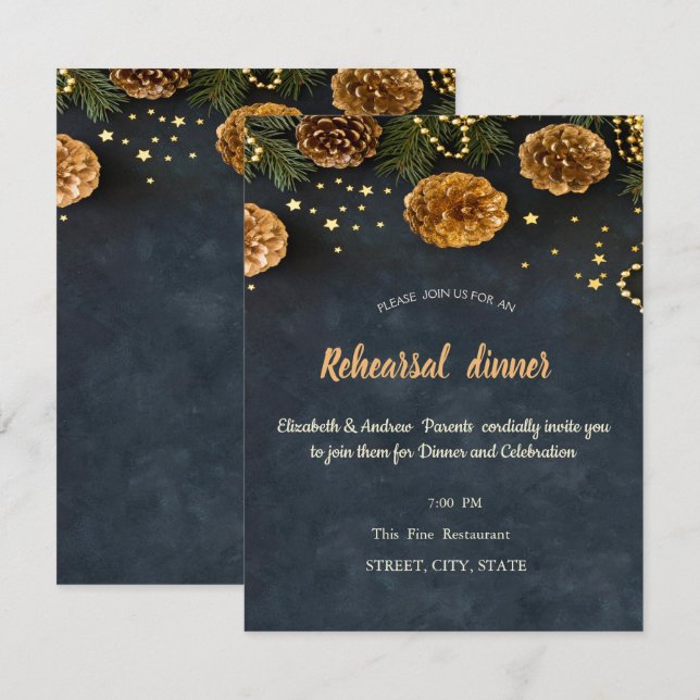 Invitación a la cena de ensayo de piñas con estrel (Anverso / Reverso)