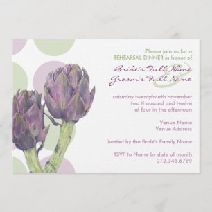 Invitación a la cena de ensayo de pinchazos morado