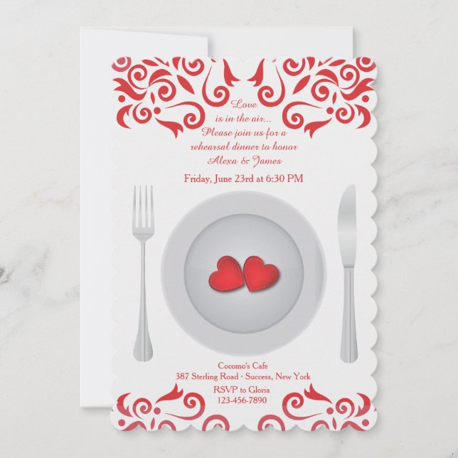 Invitación a la cena de ensayo de platillos (Anverso)