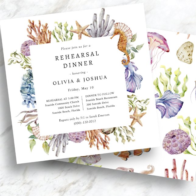 Invitación a la cena de ensayo de playa (Beach Rehearsal Dinner Invitation
)