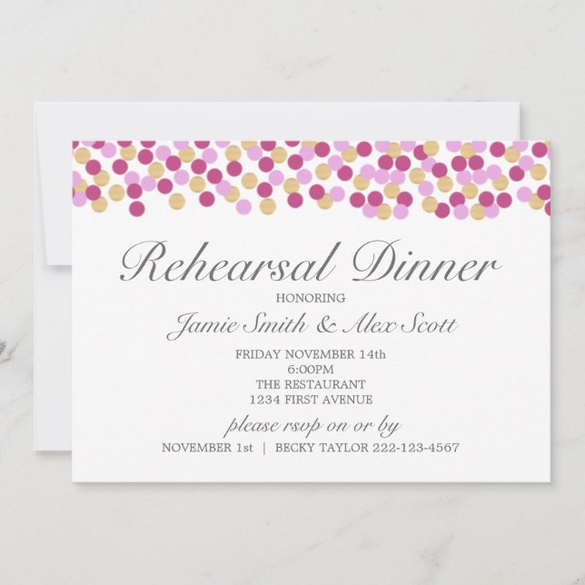 Invitación a la cena de ensayo de punto de polka m (Anverso)