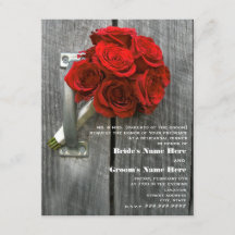 Invitación a la cena de ensayo de Red Rose Bouquet