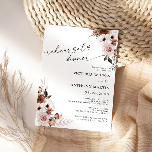 Invitación a la cena de ensayo de seda floral