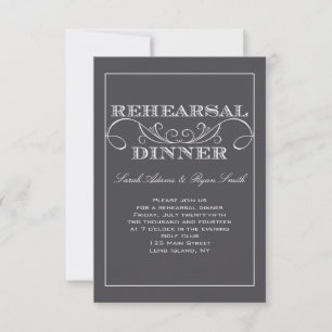Invitación a la cena de ensayo de Swirl gris carbó