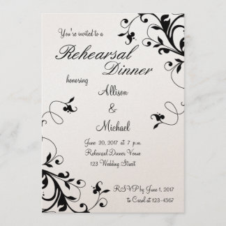 Invitación a la cena de ensayo de Swirls Floral bl