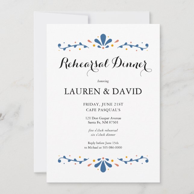 Invitación a la cena de ensayo de Talavera en Méxi (Anverso)