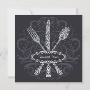 Invitación a la cena de ensayo de tenedor cuchara 