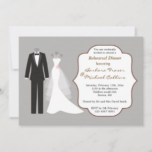 Invitación a la cena de ensayo de Tuxedo y vestido