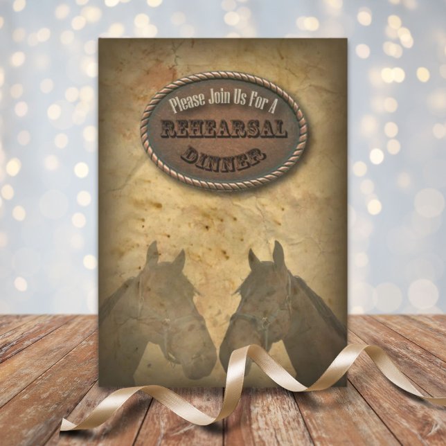 Invitación a la cena de ensayo de un antiguo Cowbo (old Western Cowboy Country Rehearsal Dinner Invite)