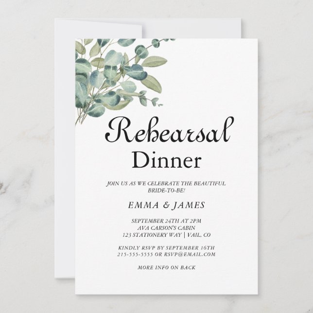 Invitación a la cena de ensayo de vegetación sofis (Anverso)