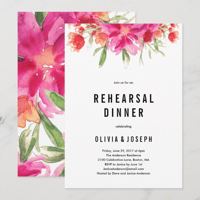 Invitación a la cena de ensayo de verano brillante (Anverso / Reverso)