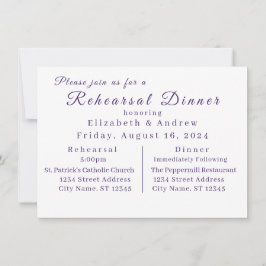 Invitación a la Cena de Ensayo de Violetas Elegant