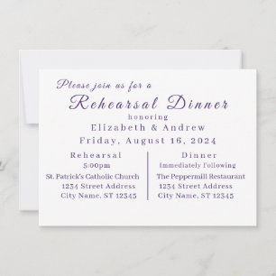 Invitación a la Cena de Ensayo de Violetas Elegant