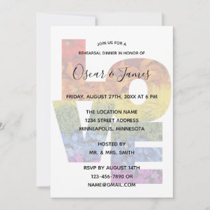 Invitación a la cena de ensayo del mismo sexo con