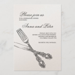 Invitación a la cena de ensayo - Elegante Silverwa