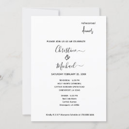 Invitación a la cena de ensayo elegante y Minimali