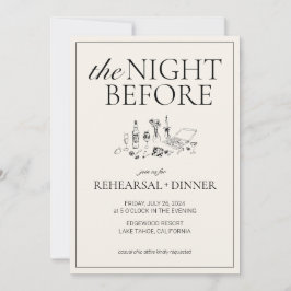 Invitación a la cena de ensayo en blanco y negro d