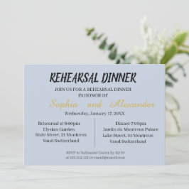 Invitación a la cena de ensayo en cian y negro