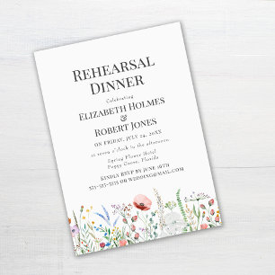 Invitación a la cena de ensayo en el prado de flor