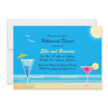 Invitación a la cena de ensayo en playa tropical