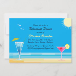 Invitación a la cena de ensayo en playa tropical
