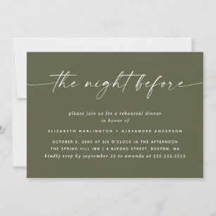 Invitación a la cena de ensayo en verde oliva apag