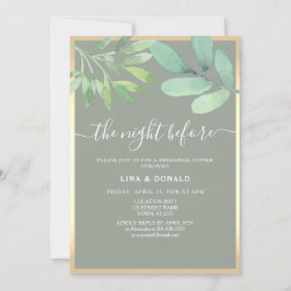 Invitación a la cena de ensayo en verde salvia