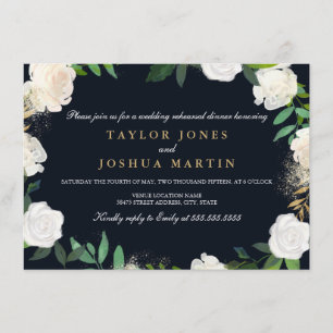 Invitación a la cena de ensayo Floral Blush Navy G