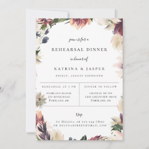 Invitación a la cena de ensayo floral Blush Plum
