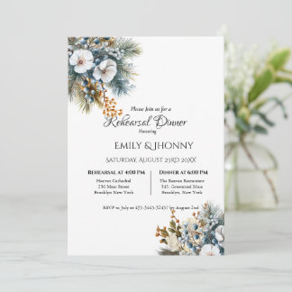 Invitación a la cena de ensayo floral boho azul de