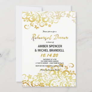 Invitación a la cena de ensayo floral con sabor a 
