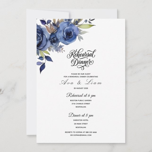 Invitación a la cena de ensayo floral de la Marina (Anverso)