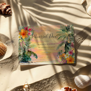 Invitación a la cena de ensayo floral de la playa 