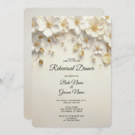 Invitación a la cena de ensayo floral de marfil bl