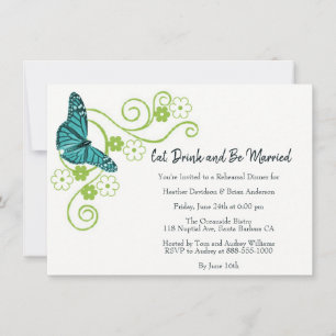 Invitación a la cena de ensayo floral de mariposa