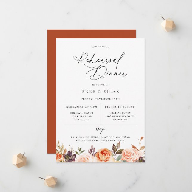 Invitación a la cena de ensayo floral de otoño (Anverso/Reverso In Situ)