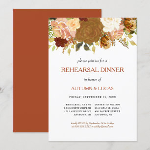 Invitación a la cena de ensayo floral de otoño rús