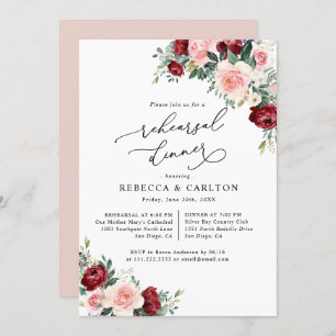 Invitación a la cena de ensayo floral de Rubor en 