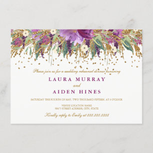 Invitación a la Cena de Ensayo Floral Glitter Amet