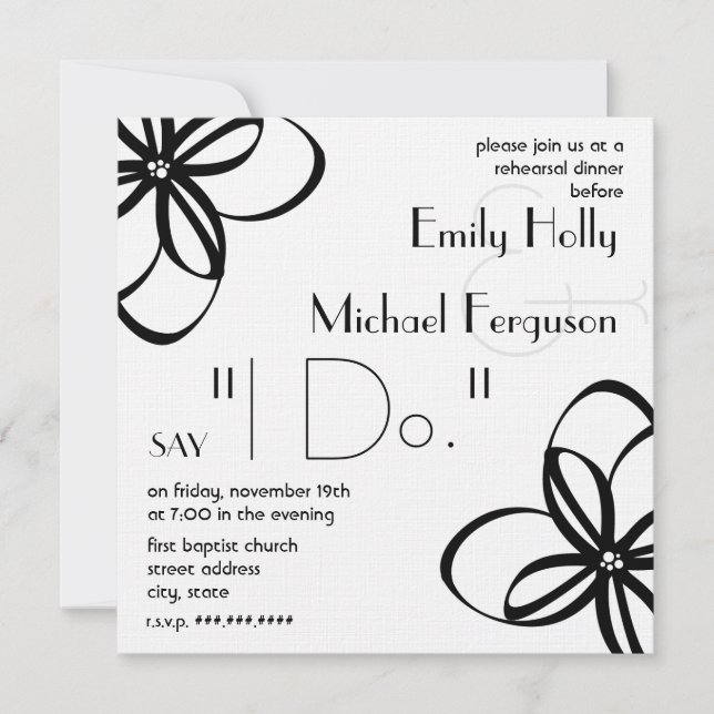 Invitación a la cena de ensayo floral moderno (Anverso)