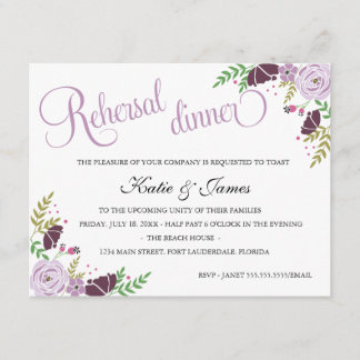 Invitación a la cena de ensayo floral| Púrpura