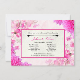 Invitación a la cena de ensayo floral rosa fucsia 