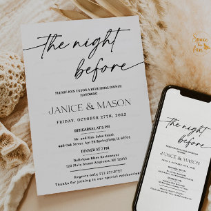 Invitación a la cena de ensayo minimalista Boho Mo