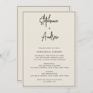 Invitación a la cena de ensayo moderno con crema d